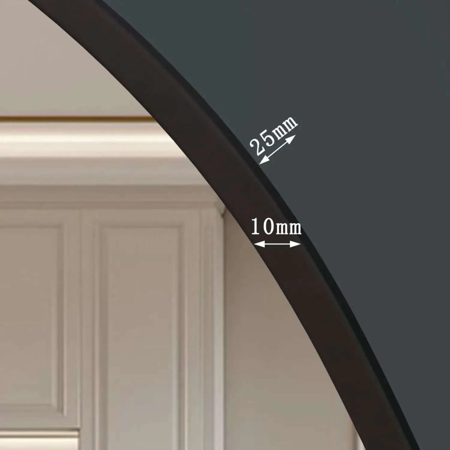 Akiko - Full Length Black Metal Arched Mirror - 180cm x 105cm.-4
