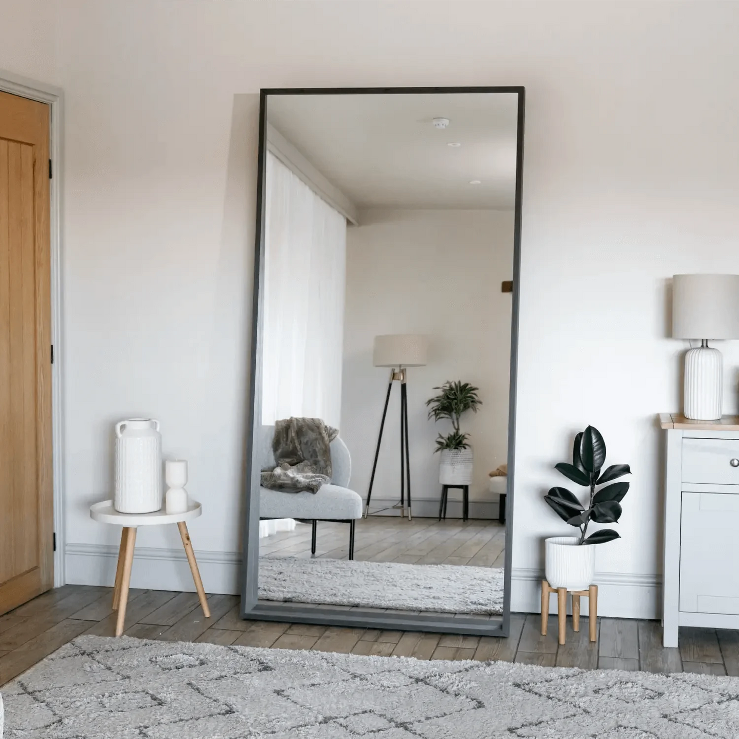 Hanaka- Full Length Black Oak Rectangle Mirror - 200cm x 100cm-2