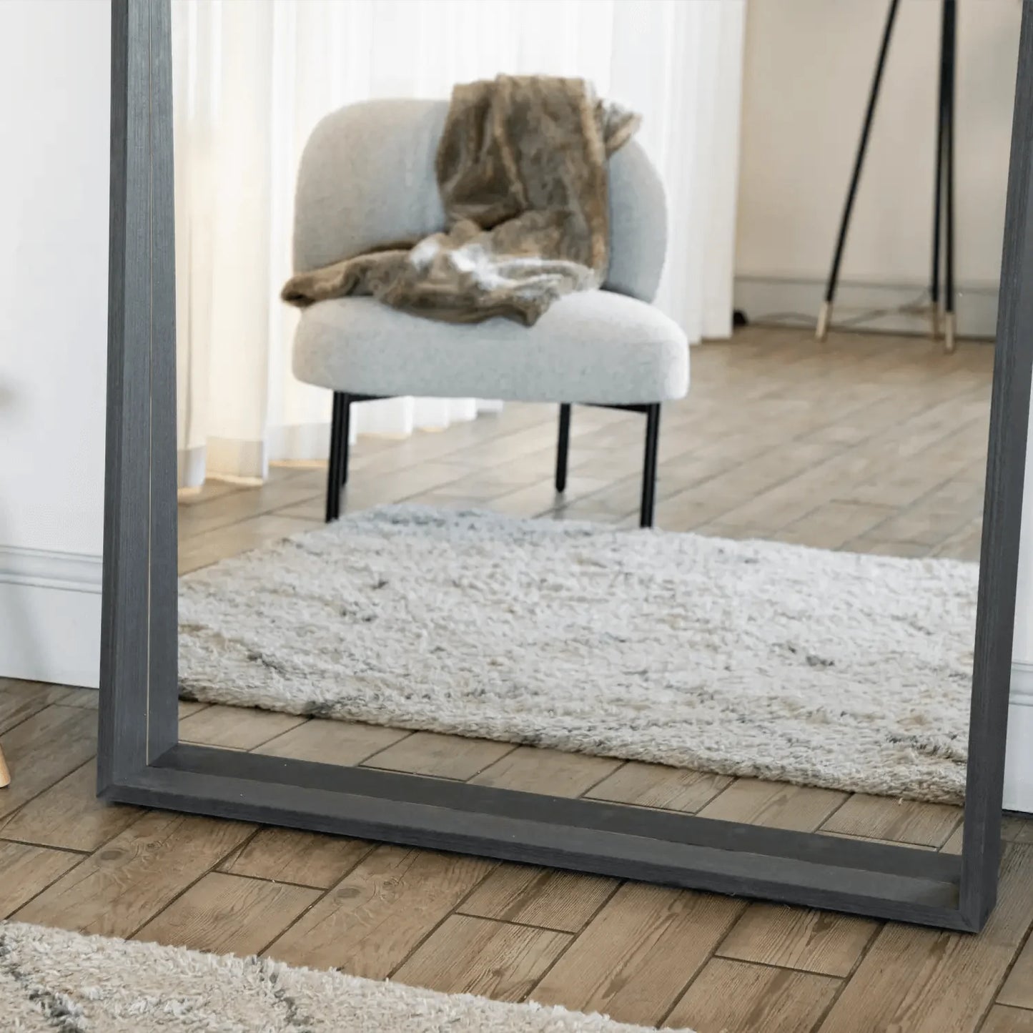 Hanaka- Full Length Black Oak Rectangle Mirror - 200cm x 100cm-1