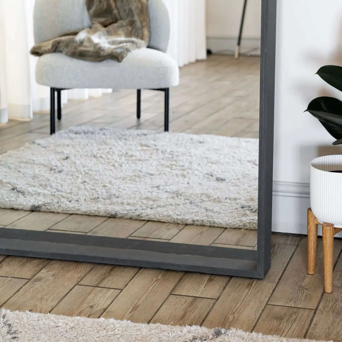 Hanaka- Full Length Black Oak Rectangle Mirror - 200cm x 100cm-3