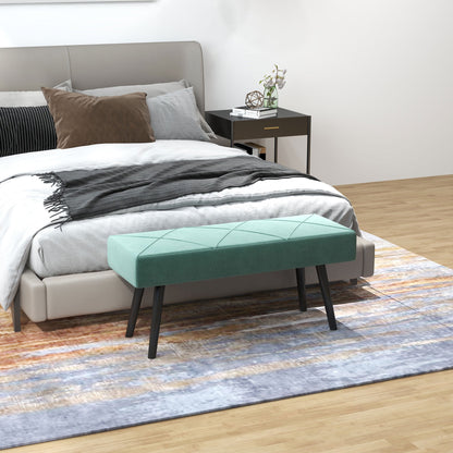 End of Bed Bench with X-Shape Design and Steel Legs, Upholstered Hallway Bench for Bedroom, Green-1