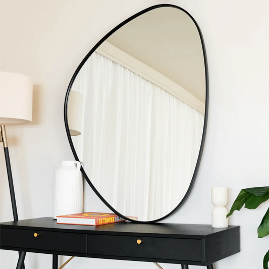 Izumi- Black Metal Irregular Pebble Mirror - 120cm x 90cm-0